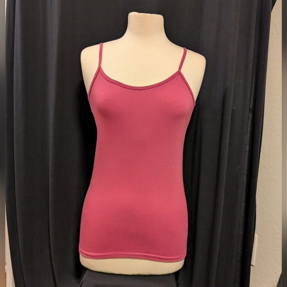 Aviva Everyday Slim Scoop Neck Tank — Rose Pink Size Large